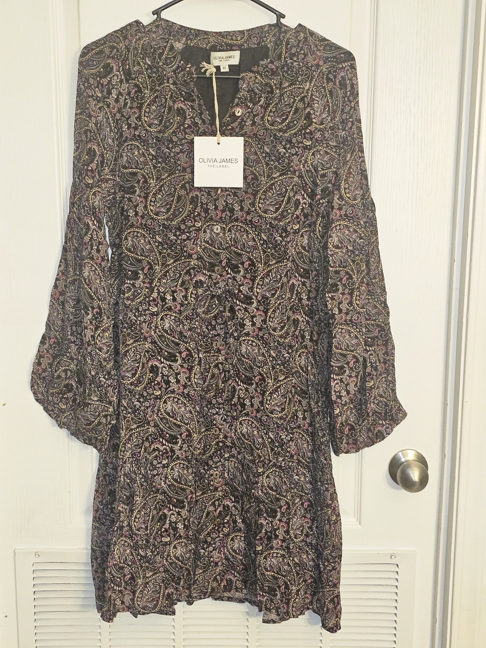 Olivia James The Label Paisley Emory Luxury Dress Viscose Crepe Size Small NWOT